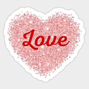 Love  Pink Glitter Heart Valentines Day Sticker